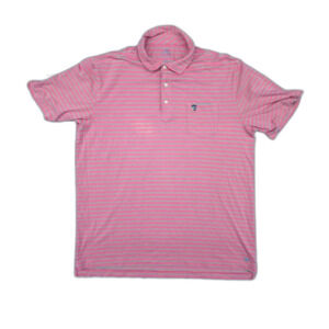 Peter Millar Mountainside Collection Golf Polo Shirt Pink / Blue Striped Size L
